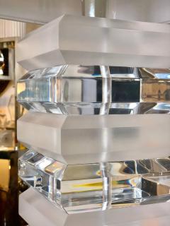 Charles Hollis Jones Pair of Mid Century Modernist Stackable 1970s Tall Lucite Table Lamps - 1798370