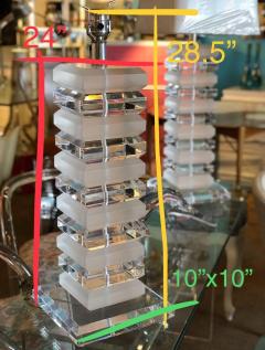 Charles Hollis Jones Pair of Mid Century Modernist Stackable 1970s Tall Lucite Table Lamps - 1798371