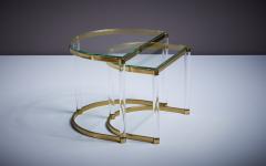 Charles Hollis Jones Pair of Nesting Tables in Brass glass in the manner of Charles Hollis Jones - 3250307