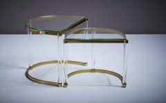 Charles Hollis Jones Pair of Nesting Tables in Brass glass in the manner of Charles Hollis Jones - 3250309