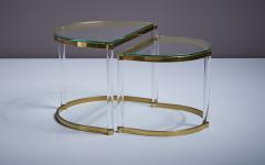 Charles Hollis Jones Pair of Nesting Tables in Brass glass in the manner of Charles Hollis Jones - 3250310