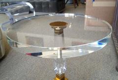 Charles Hollis Jones Pair of Regency Style Lucite Brass Side Tables by Charles Hollis Jones Signed - 3504427