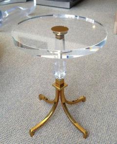 Charles Hollis Jones Pair of Regency Style Lucite Brass Side Tables by Charles Hollis Jones Signed - 3504444