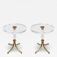 Charles Hollis Jones Pair of Regency Style Lucite Brass Side Tables by Charles Hollis Jones Signed - 3506068