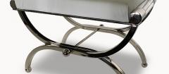 Charles Hollis Jones Pr American Modern Lucite Nickel Curule Form Benches Charles Hollis Jones - 4604897