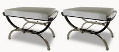 Charles Hollis Jones Pr American Modern Lucite Nickel Curule Form Benches Charles Hollis Jones - 4658696