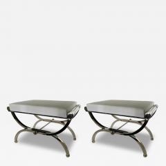 Charles Hollis Jones Pr American Modern Lucite Nickel Curule Form Benches Charles Hollis Jones - 4658698