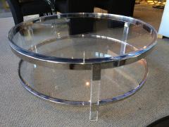 Charles Hollis Jones Round Coffee Table in Lucite Nickel by Charles Hollis Jones Metric Collection - 62180