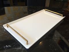 Charles Hollis Jones Serving Tray in White Lucite Brass by Charles Hollis Jones - 69344