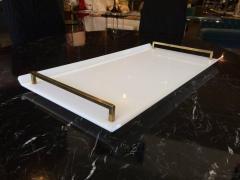 Charles Hollis Jones Serving Tray in White Lucite Brass by Charles Hollis Jones - 84330