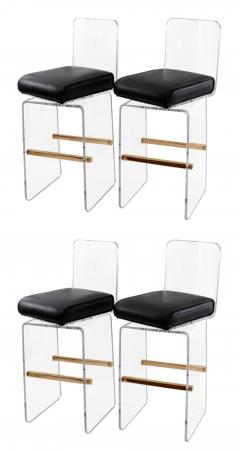 Charles Hollis Jones Set Of 4 Lucite and Leather Barstools by Charles Hollis Jones - 35590