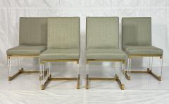 Charles Hollis Jones Set of 4 Signed Charles Hollis Jones Lucite Brass Dining Chairs Metric Line - 4712118