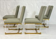 Charles Hollis Jones Set of 4 Signed Charles Hollis Jones Lucite Brass Dining Chairs Metric Line - 4712119