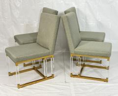 Charles Hollis Jones Set of 4 Signed Charles Hollis Jones Lucite Brass Dining Chairs Metric Line - 4712121