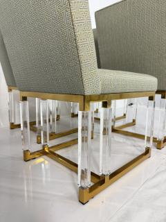 Charles Hollis Jones Set of 4 Signed Charles Hollis Jones Lucite Brass Dining Chairs Metric Line - 4712125