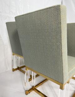 Charles Hollis Jones Set of 4 Signed Charles Hollis Jones Lucite Brass Dining Chairs Metric Line - 4712129