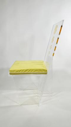 Charles Hollis Jones Set of 6 Charles Hollis Jones Clear and Multi Colored Lucite Dining Side Chair - 4273314