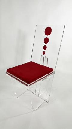 Charles Hollis Jones Set of 6 Charles Hollis Jones Clear and Multi Colored Lucite Dining Side Chair - 4273315