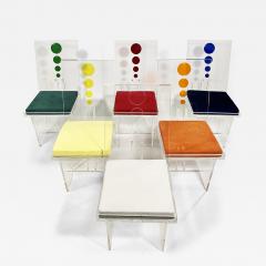 Charles Hollis Jones Set of 6 Charles Hollis Jones Clear and Multi Colored Lucite Dining Side Chair - 4288117