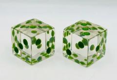 Charles Hollis Jones Set of Dice Bookends in Lucite Green Dots by Charles Hollis Jones - 3859546