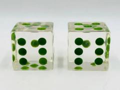 Charles Hollis Jones Set of Dice Bookends in Lucite Green Dots by Charles Hollis Jones - 3859547