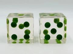 Charles Hollis Jones Set of Dice Bookends in Lucite Green Dots by Charles Hollis Jones - 3859548