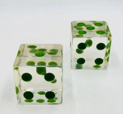 Charles Hollis Jones Set of Dice Bookends in Lucite Green Dots by Charles Hollis Jones - 3859568