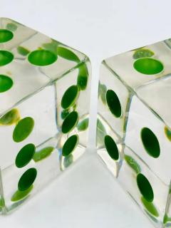 Charles Hollis Jones Set of Dice Bookends in Lucite Green Dots by Charles Hollis Jones - 3859579