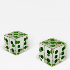 Charles Hollis Jones Set of Dice Bookends in Lucite Green Dots by Charles Hollis Jones - 3860245