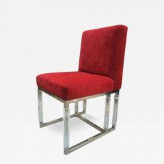 Charles Hollis Jones Set of Six Metric Side Chairs in Nickel and Lucite by Charles Hollis Jones  - 3506071