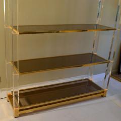 Charles Hollis Jones Shelving System in Lucite Glass and Brass by C Hollis - 2996338
