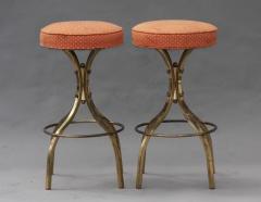 Charles Hollis Jones Sinatra Brass Barstools with Swivel Seats by Charles Hollis Jones - 110642