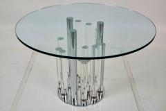 Charles Hollis Jones Skyscraper Dining Center Table in Lucite and Chrome by Charles Hollis Jones - 316687