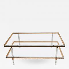 Charles Hollis Jones Two Tier Coffee Table in Lucite Polished Brass by Charles Hollis Jones - 319634