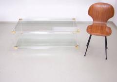 Charles Hollis Jones Two Tier Lucite and Brass Coffee Table in the Style of Charles Hollis Jones - 552318