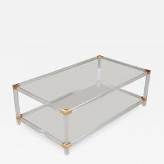 Charles Hollis Jones Two Tier Lucite and Brass Coffee Table in the Style of Charles Hollis Jones - 560858