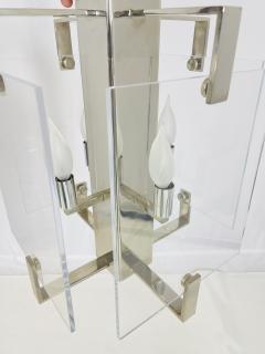 Charles Hollis Jones Vintage Chandelier in Lucite Polished Nickel by Charles Hollis Jones USA 1970 - 4164221