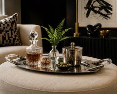 Charles Hollis Jones Vintage Mid Century Modern Lucite Chrome Oval Bar Serving Tray - 4715530