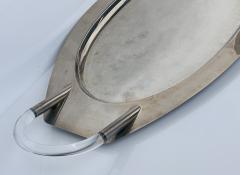 Charles Hollis Jones Vintage Mid Century Modern Lucite Chrome Oval Bar Serving Tray - 4715537
