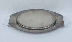 Charles Hollis Jones Vintage Mid Century Modern Lucite Chrome Oval Bar Serving Tray - 4715539