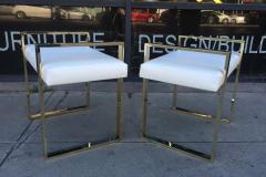 Charles Hollis Jones Vintage Pair of Solid Brass Benches by Charles Hollis Jones Box Collection - 85719