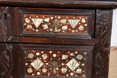 Charles II Inlaid Oak Chest on Frame - 3932305