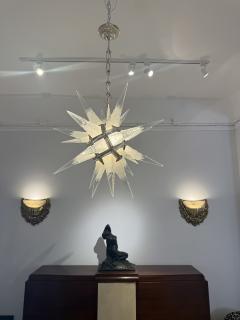 Charles J Weinstein Czech Art Deco Starburst Chandelier Circa 1930 Distributed by C J Weinstein - 4749289