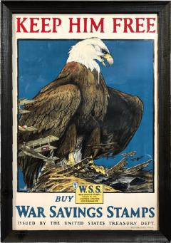 Charles Livingston Bull Keep Him Free Vintage WWI War Savings Stamps Poster by Charles Livingston Bull - 4006204