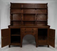 Charles Locke Eastlake Charles Locke Eastlake Arts Crafts Oak Dresser with Shelves Carved Florets - 4182795