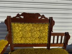 Charles Locke Eastlake Eastlake Period Walnut Olive Green Velvet Gossip Chair - 4386455