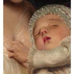 Charles Loring Elliott Antique Charles Loring Elliot Portrait Oil Painting 1812 1868 Mother and Child - 4359364