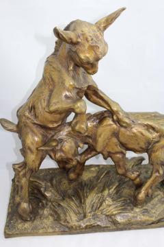 Charles Paillet Charles Paillet Medaille Dor Bronze of Two Playful Goats - 3065177