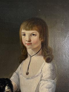 Charles Peale Polk EXCEPTIONAL PAIR OF EARLY PORTRAITS OF GIRL DOG GIRL WITH BIRD - 4691002