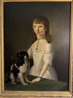 Charles Peale Polk EXCEPTIONAL PAIR OF EARLY PORTRAITS OF GIRL DOG GIRL WITH BIRD - 4691005